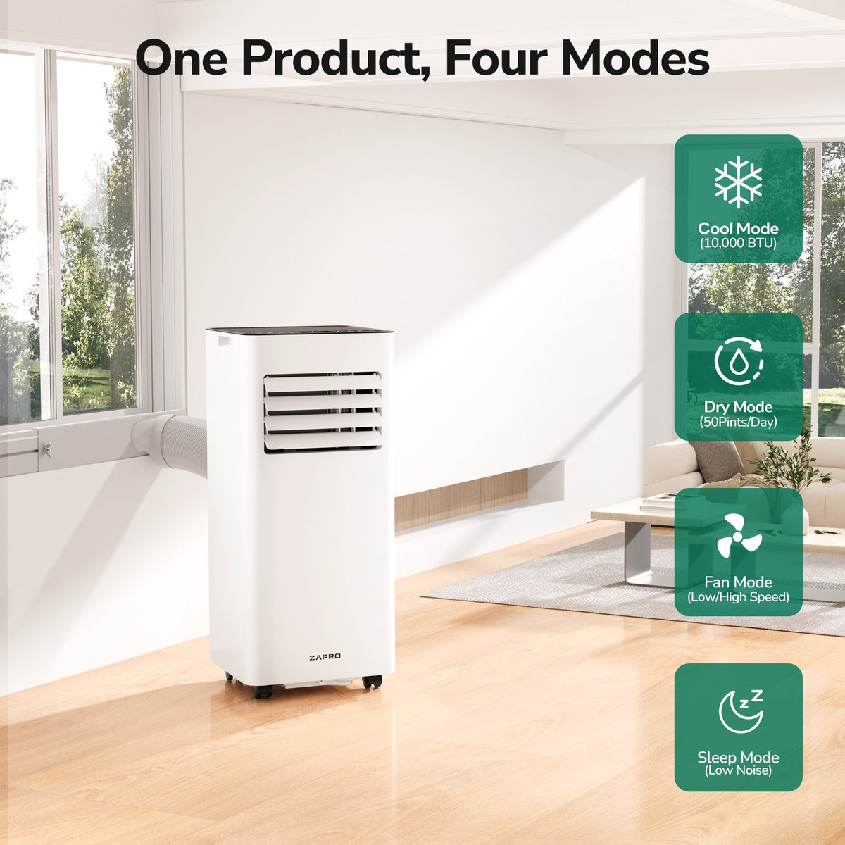ZAFRO 10,000 BTU (6,000 BTU SACC) Portable Air Conditioner Cools Up To 300 sq. ft.