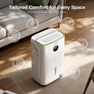 ZAFRO 150 Pint Smart Dehumidifier with Drain Hose, ENERGY STAR® Most Efficient 2025, Covers Up to 7,500 sq. ft.